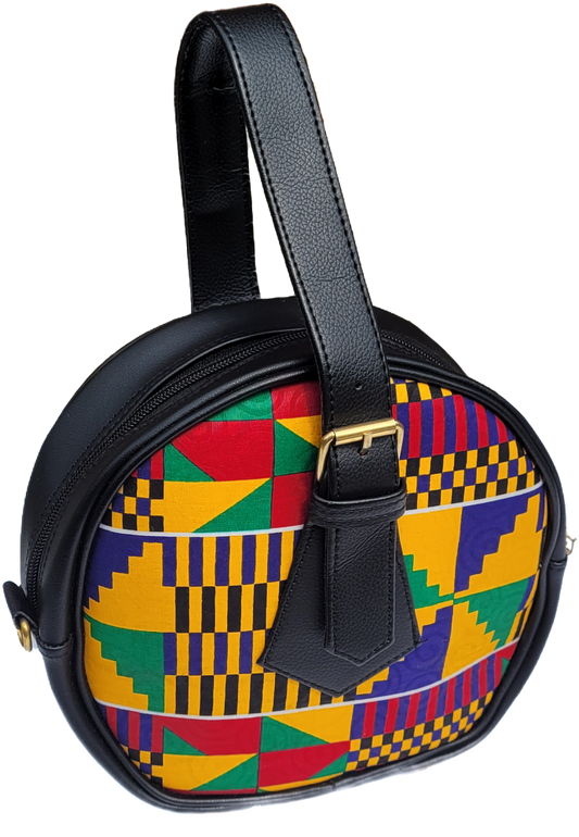 African leather top handle bag